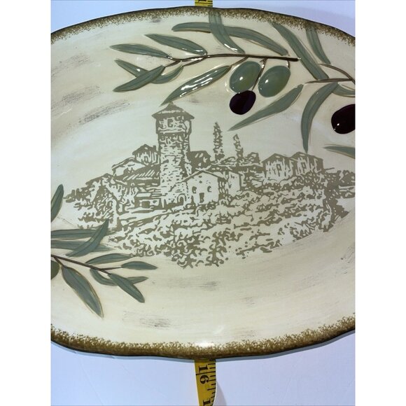 Celebration of First Press Vintage 18" Oval Olive Serving Platter by Clay Art - Picture 2 of 9
